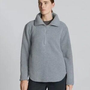 Everlane Renew Fleece Half Zip in Heathered Coal Size XS